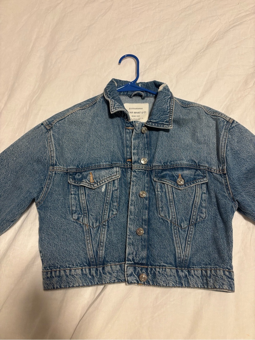 stradivarius Washed Blue Denim Jacket - Women